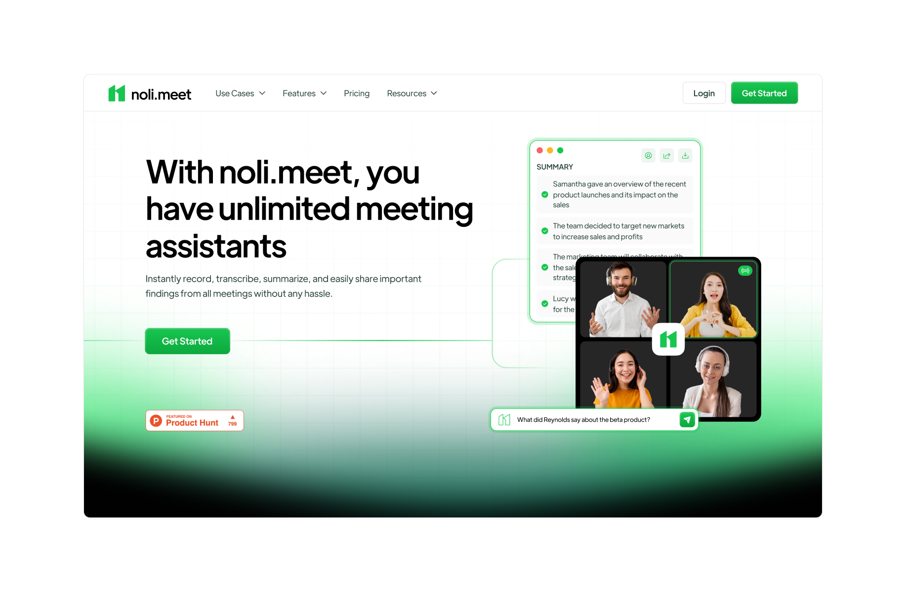 Nolimeet landing page